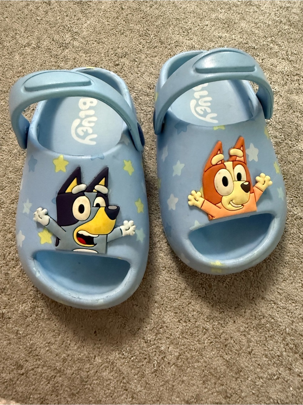 Blue Kids Cartoon Character Slide Sandals with Heel Strap
